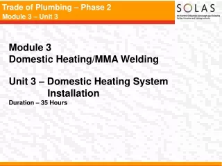 Module 3   Domestic Heating/MMA Welding