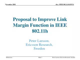 Proposal to Improve Link Margin Function in IEEE 802.11h