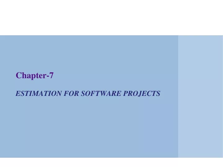 chapter 7 estimation for software projects