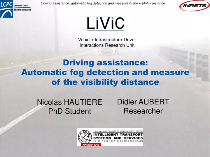 driving assistance automatic fog detection