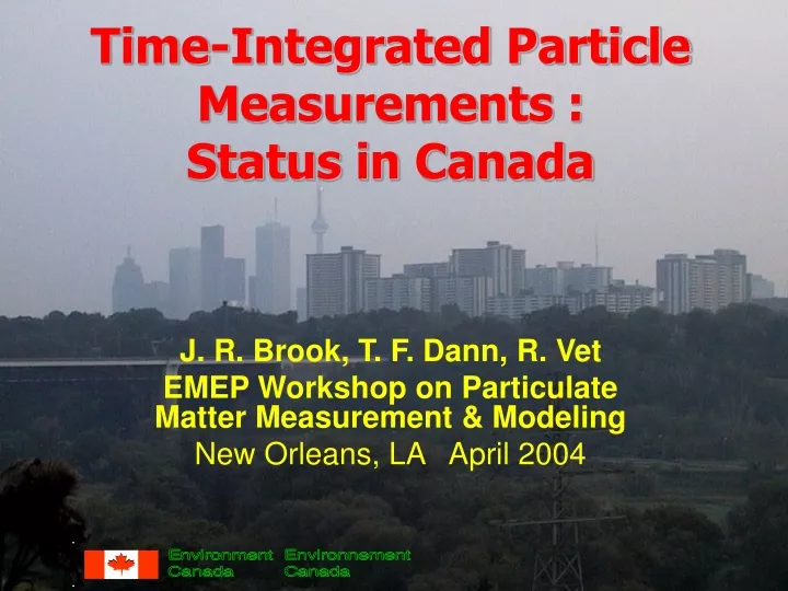 time integrated particle measurements status in canada