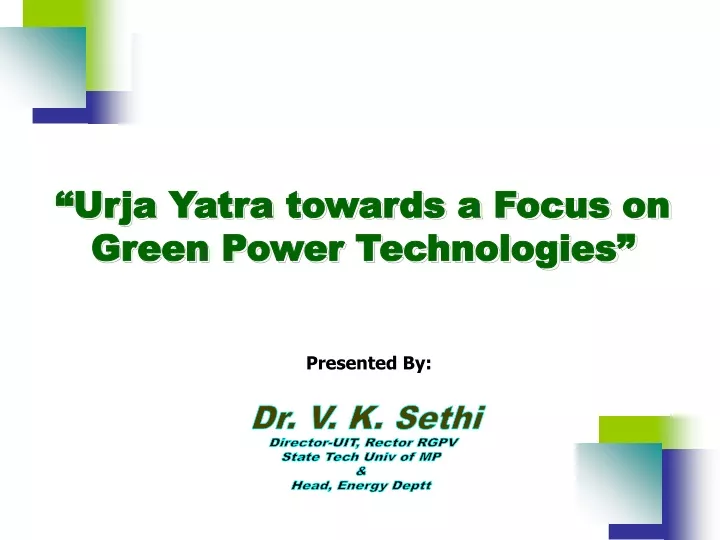 urja yatra towards a focus on green power