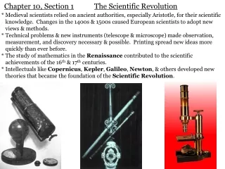 Chapter 10, Section 1 The Scientific Revolution