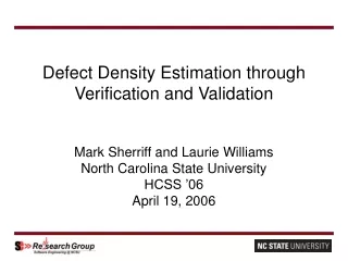 Defect Density Estimation through Verification and Validation