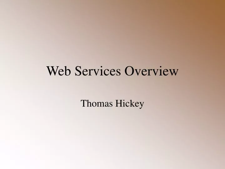 web services overview