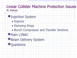 Linear Collider Machine Protection Issues M. Palmer