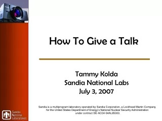 How To Give a Talk