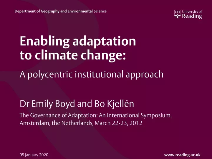 enabling adaptation to climate change