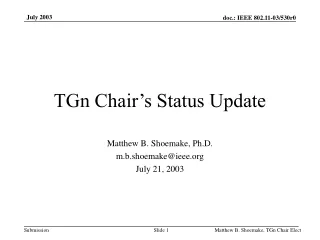 TGn Chair’s Status Update