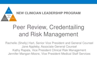 Peer Review, Credentailing and Risk Management