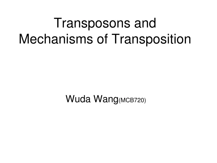 transposons and mechanisms of transposition