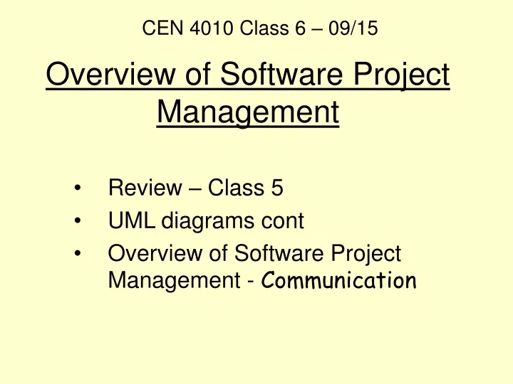 overview of software project management