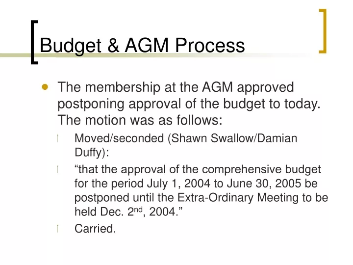 budget agm process