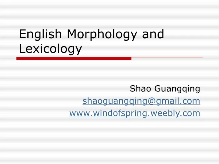 english morphology and lexicology