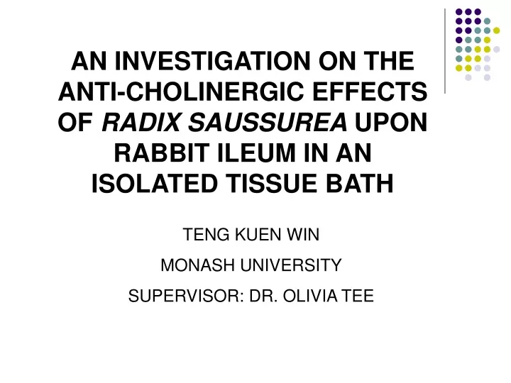 an investigation on the anti cholinergic effects