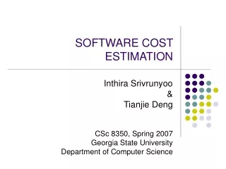 SOFTWARE COST ESTIMATION