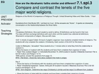 How are the 3 Abrahamic faiths similar and different? 7.1.spi.3