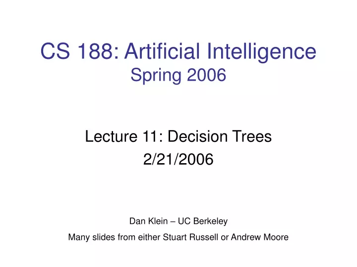 cs 188 artificial intelligence spring 2006