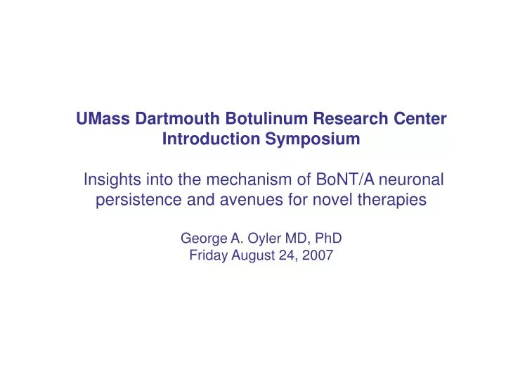 umass dartmouth botulinum research center