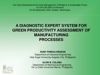 A DIAGNOSTIC EXPERT SYSTEM FOR GREEN PRODUCTIVITY ASSESSMENT OF MANUFACTURING PROCESSES