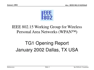 IEEE 802.15 Working Group for Wireless Personal Area Networks (WPAN ™)