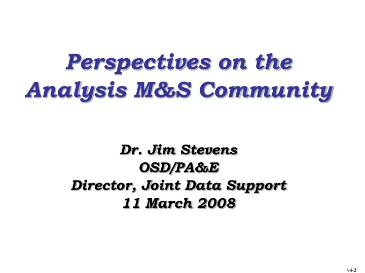 perspectives on the analysis m s community