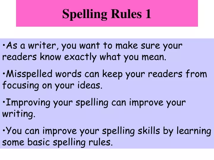 spelling rules 1