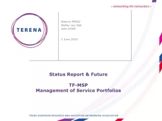 Status Report &amp; Future TF-MSP Management of Service Portfolios