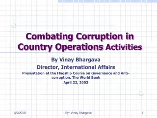 Combating Corruption in Country Operations  Activities
