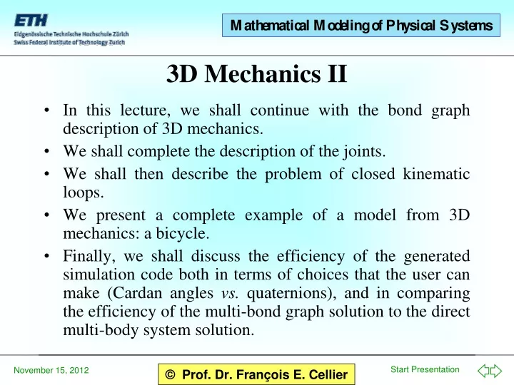 3d mechanics ii