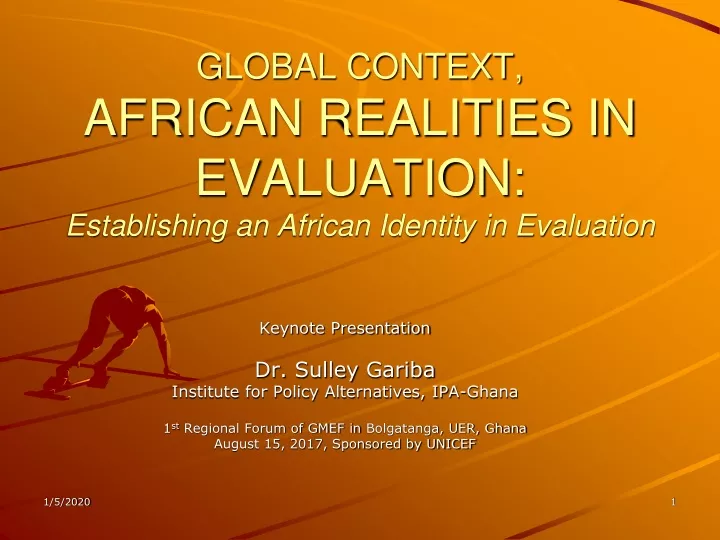 global context african realities in evaluation establishing an african identity in evaluation