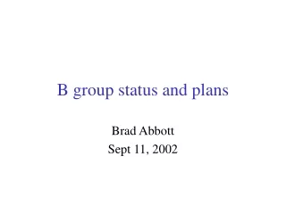 B group status and plans