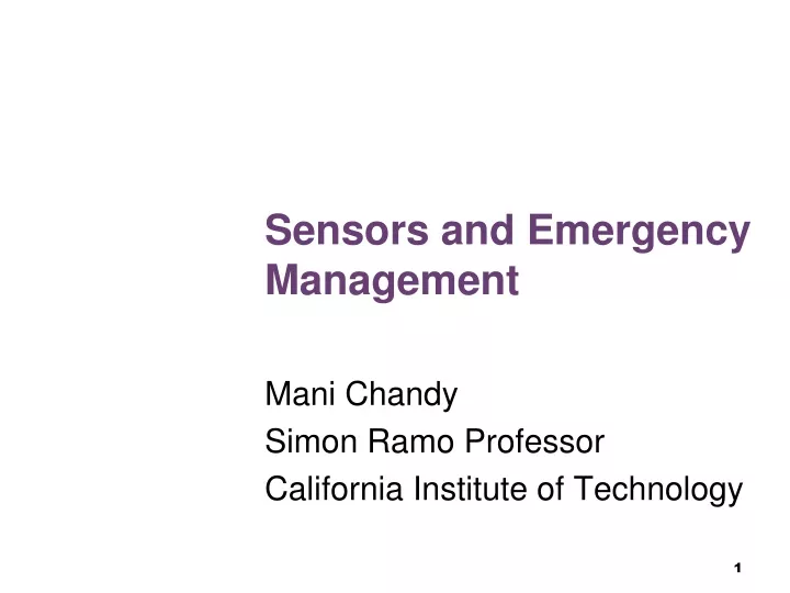 sensors and emergency management