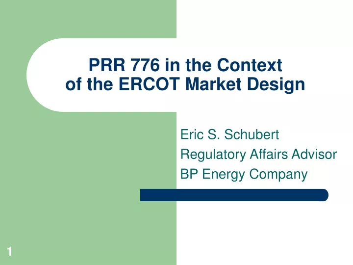 prr 776 in the context of the ercot market design