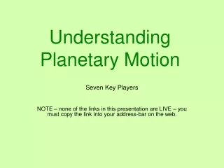 Understanding Planetary Motion