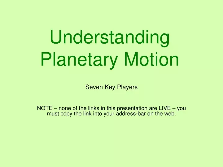 understanding planetary motion