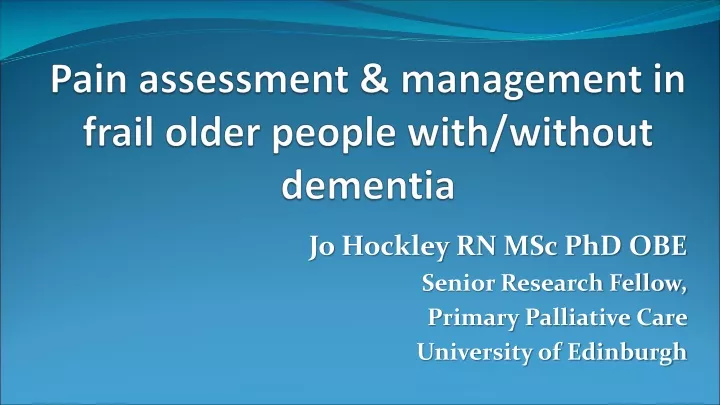 pain assessment management in frail older people with without dementia