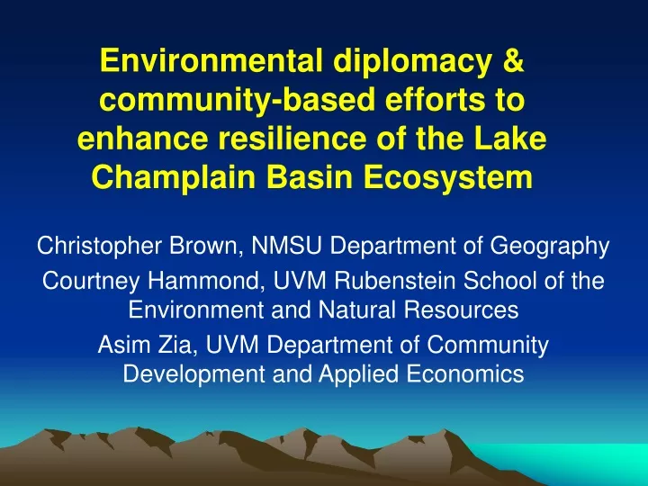 environmental diplomacy community based efforts