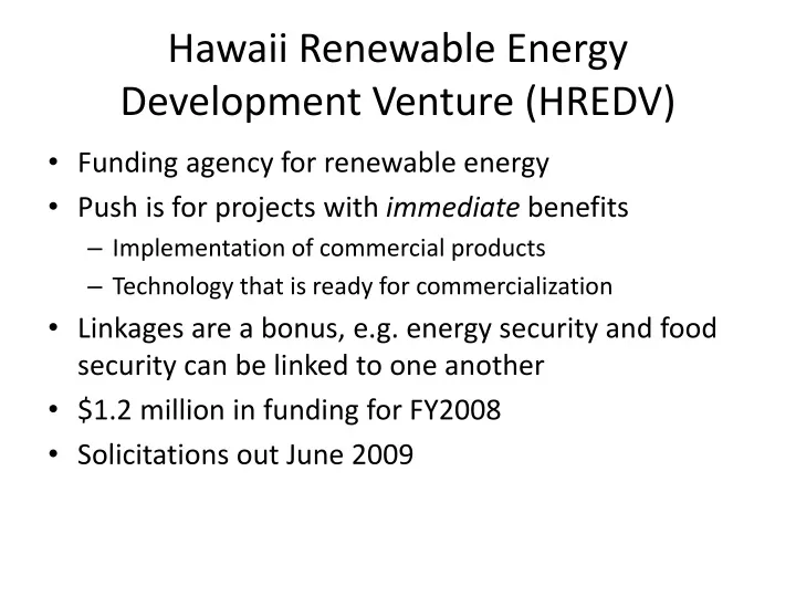 hawaii renewable energy development venture hredv