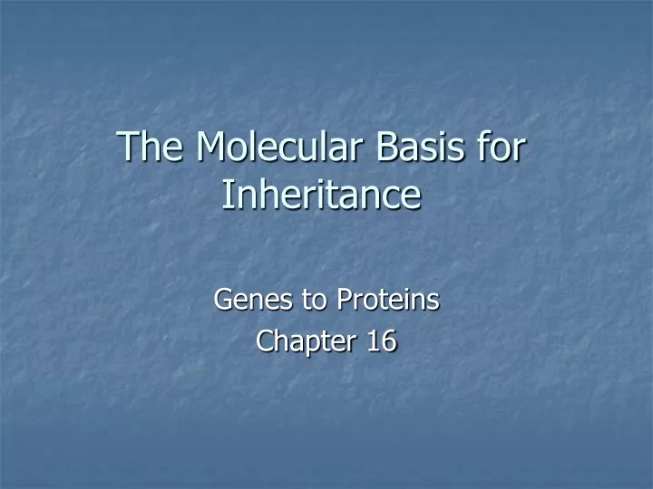 the molecular basis for inheritance