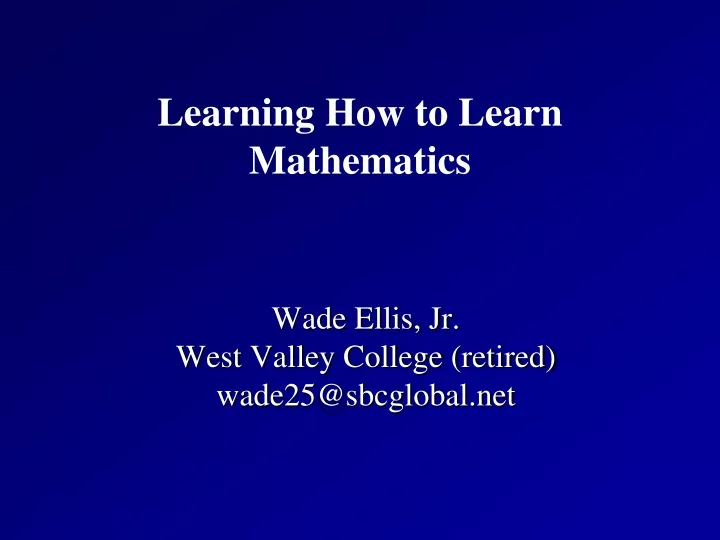 learning how to learn mathematics