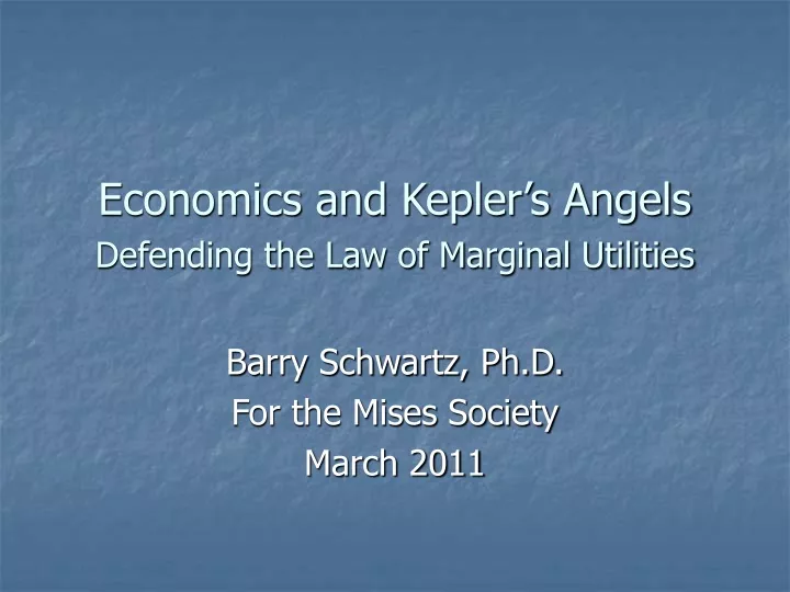 economics and kepler s angels defending the law of marginal utilities