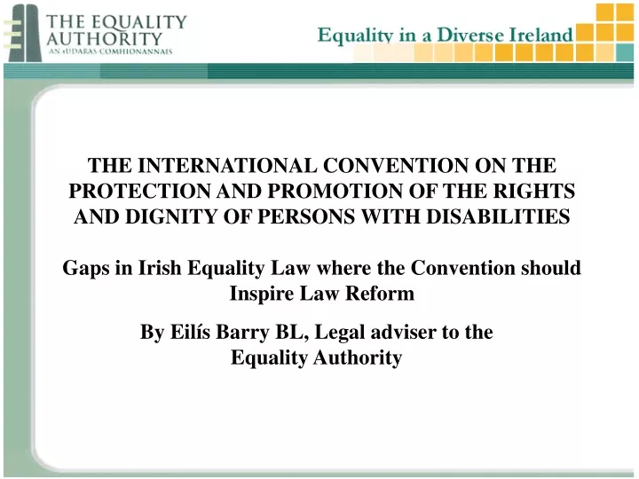 by eil s barry bl legal adviser to the equality authority