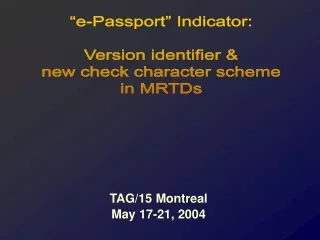 TAG/15 Montreal May 17-21, 2004