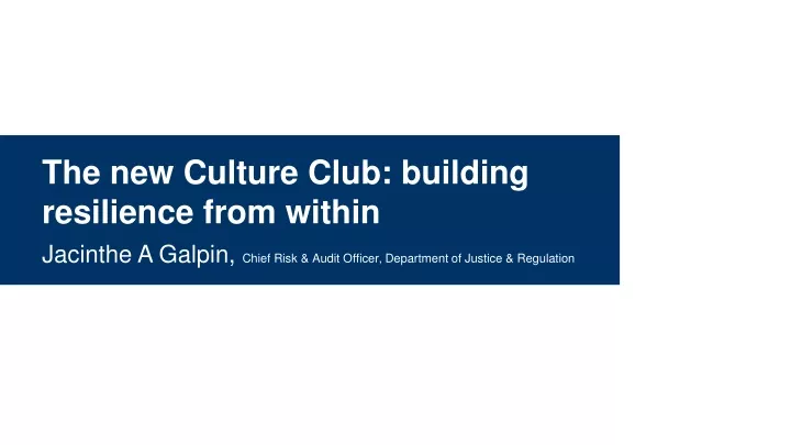 the new culture club building resilience from