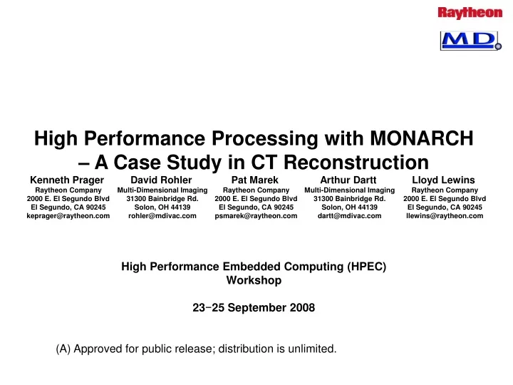 high performance processing with monarch a case