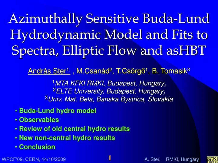 azimuthally sensitive buda lund hydrodynamic model and fits to spectra elliptic flow and ashbt