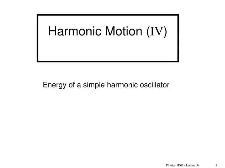 harmonic motion iv