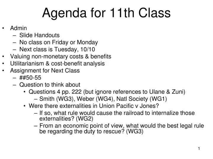 agenda for 11th class