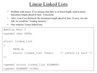 Linear Linked Lists